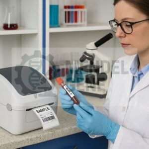 "نمونه‌هایی از انواع لیبل‌های حرارتی شامل لیبل حرارتی مستقیم و لیبل ترمال ترنسفر، قابل استفاده در کاربردهای پزشکی، دارویی و آزمایشگاهی"