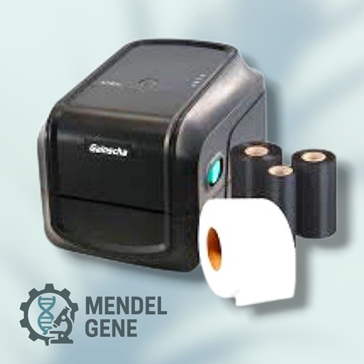 لیبل پرینتر Gainscha GA-2408T با نمایشگر لمسی و پورتهای USB و LAN مناسب چاپ لیبل نمونههای آزمایشگاهی.