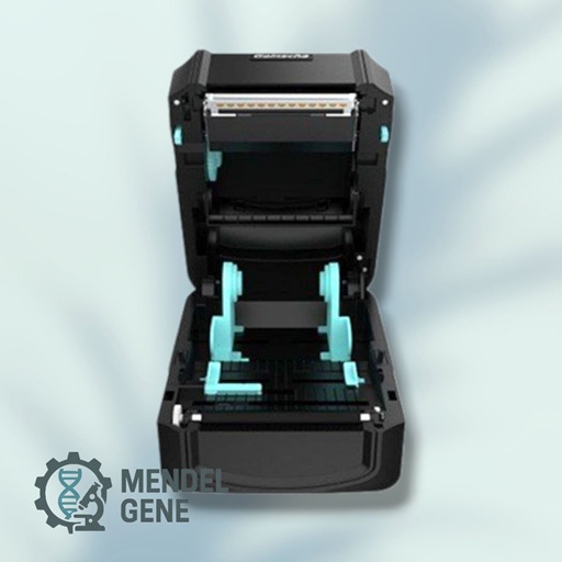 لیبل پرینتر Gainscha GA-2408T با نمایشگر لمسی و پورتهای USB و LAN مناسب چاپ لیبل نمونههای آزمایشگاهی.